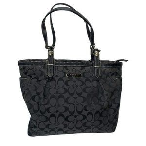 Coach signature jacquard black fabric zip toe with side pockets